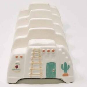 Vtg Treasure Craft Pueblo Mesa Southwestern Adobe Aztec Cactus Taco Holder